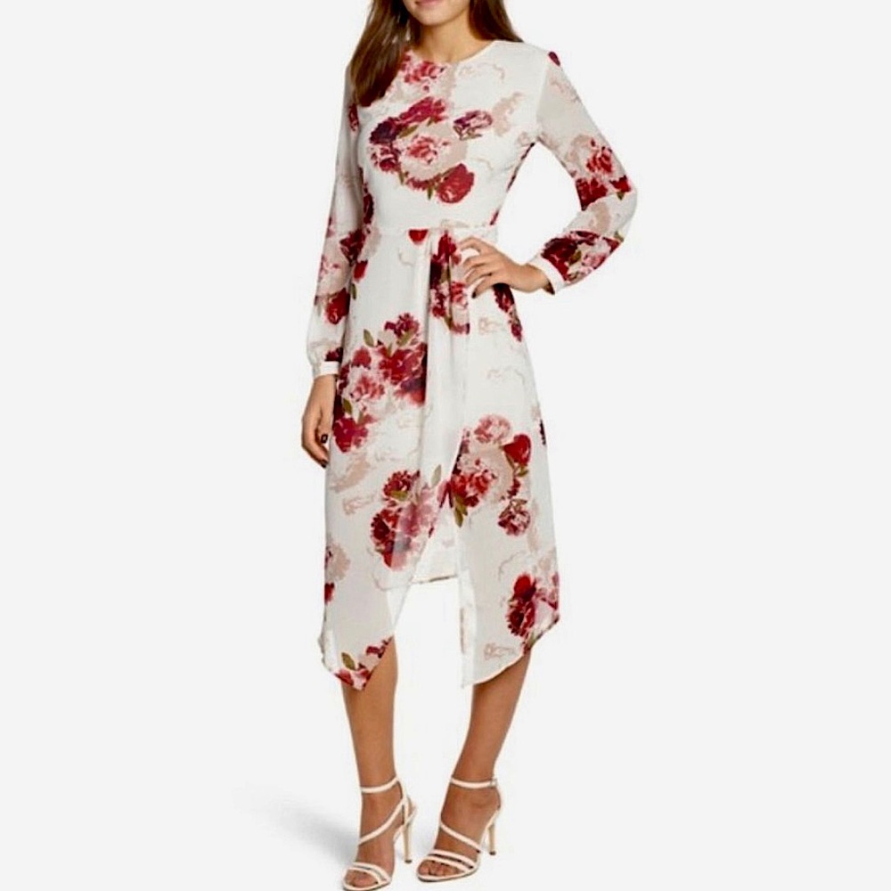 NWT LEITH Floral Drape Midi Dress from Nordstrom